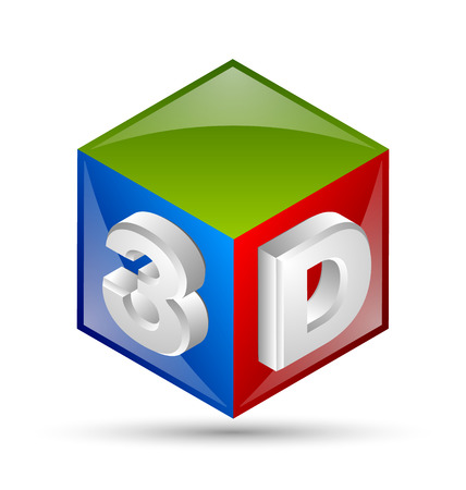 Three dimensional cube placed on white backgroundのイラスト素材