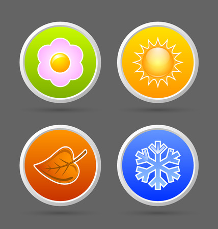 Colorful four season icons isolated on dark grey backgroundのイラスト素材