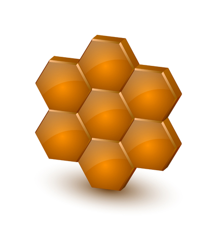 Glossy three dimensional honeycomb icon on white backgroundのイラスト素材