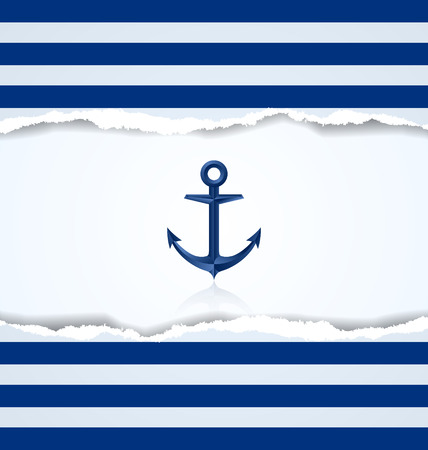 Nautical background with anchor and blue and white stripesのイラスト素材