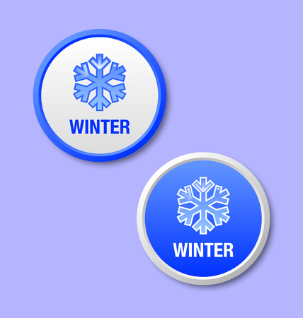 Two winter icons or badges isolated on blue backgroundのイラスト素材