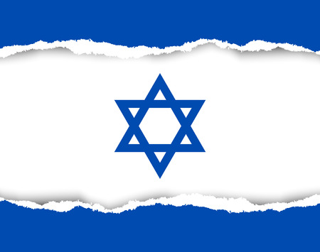 Ripped Israeli flag made of torn papersのイラスト素材