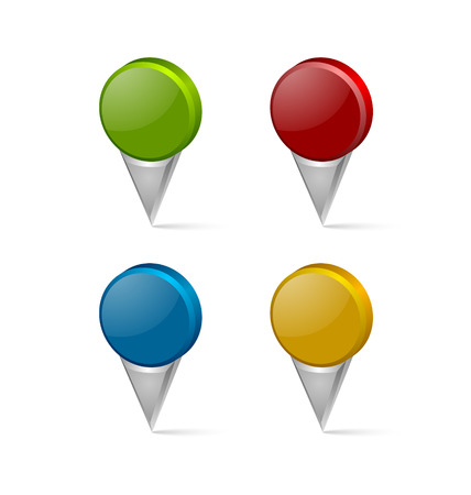 Set of 3d map mark pointers isolated on white backgroundのイラスト素材