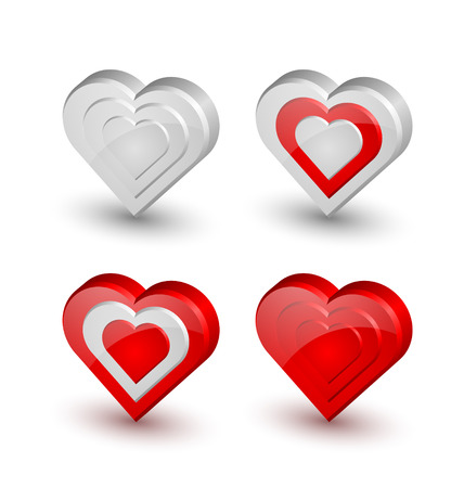 Three dimensional heart icons on white backgroundのイラスト素材