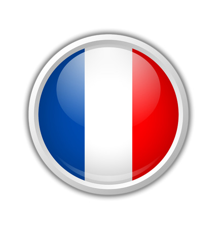 French circular shaped badge or icon with shadow on white backgroundのイラスト素材