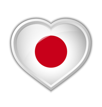 Japanese heart shaped badge or icon with shadow on white backgroundのイラスト素材