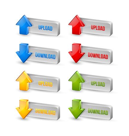 Three dimensional download and upload buttons with arrow iconsのイラスト素材