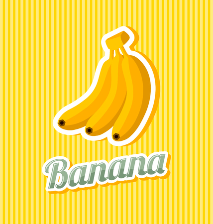 Retro banana with title on striped backgroundのイラスト素材