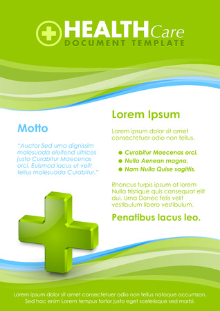 Health care document template with three dimensional glossy cross iconのイラスト素材