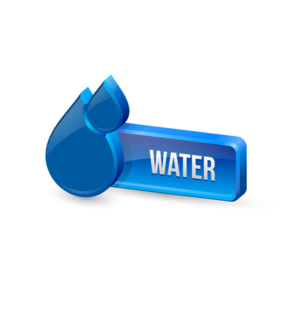 Blue glossy three dimensional water button isolated on backgroundのイラスト素材