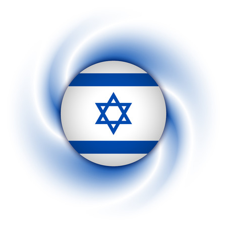 Israeli flag badge on twisted blue and white backgroundのイラスト素材