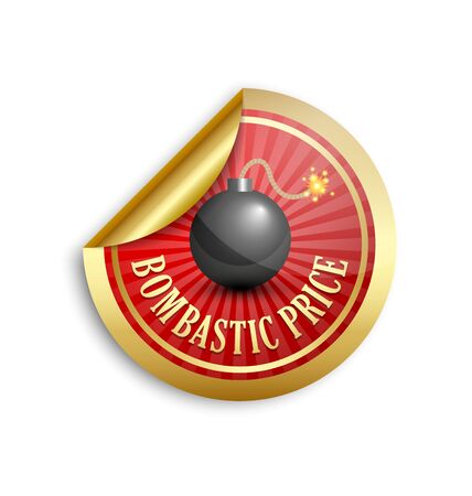 Golden bombastic price sticker for custom design purposesのイラスト素材