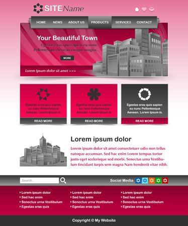Easy customizable magenta and dark grey website template layoutのイラスト素材