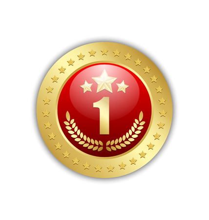 Number one quality badge placed on white backgroundのイラスト素材