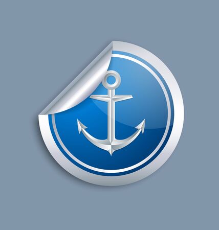 Nautical anchor sticker icon on bluish grey backgroundのイラスト素材