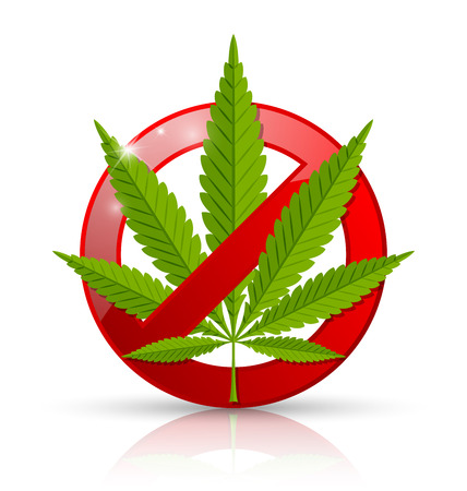 Marijuana prohibition sign placed on white backgroundのイラスト素材