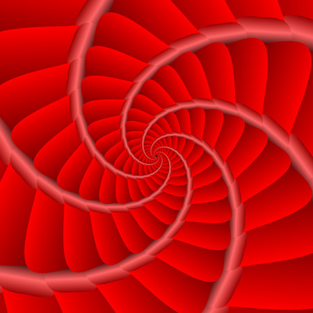Red twisted and ribbed abstract spiral object with backgroundのイラスト素材