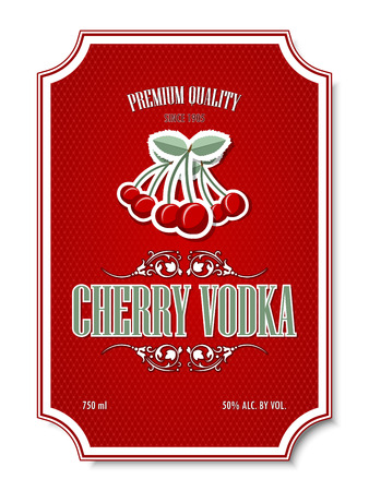 Premium quality cherry vodka distillate label on white backgroundのイラスト素材