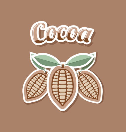 Retro cocoa beans on pale brown backgroundのイラスト素材