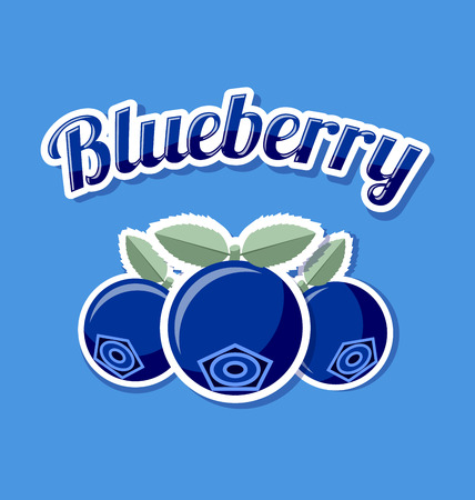Retro blueberry with title on blue backgroundのイラスト素材