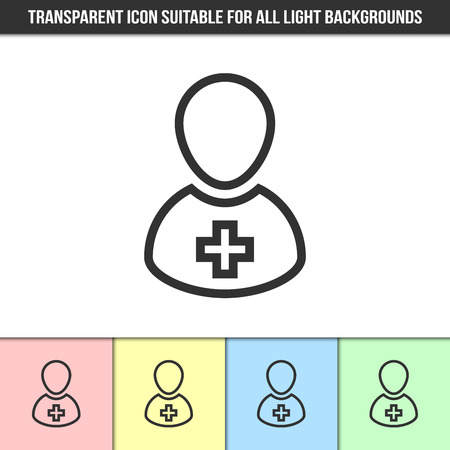 Simple outline transparent doctor or nurse icon on different types of light backgroundsのイラスト素材