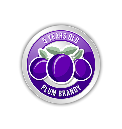 5 years old plum brandy distillate badge on white backgroundのイラスト素材