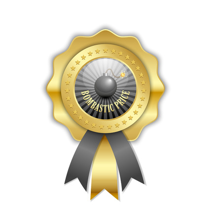 Golden bombastic price rosette for custom design purposesのイラスト素材