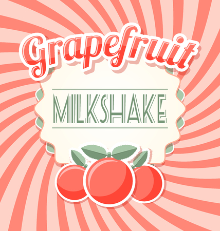 Grapefruit milkshake label in retro style on twisted backgroundのイラスト素材