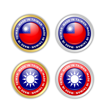 Made in Taiwan badges with Taiwanese flag in circular frame isolated on white backgroundのイラスト素材
