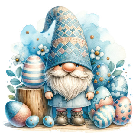 Cute Gnome Easter Day Clipart Illustrationの素材