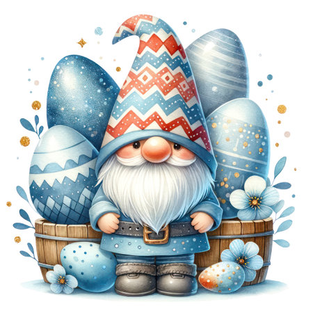 Cute Gnome Easter Day Clipart Illustrationの素材
