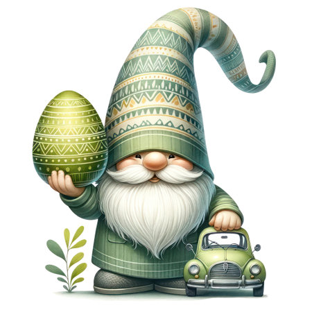 Cute Gnome Easter Day Clipart Illustrationの素材