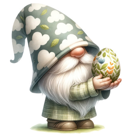 Cute Gnome Easter Day Clipart Illustrationの素材