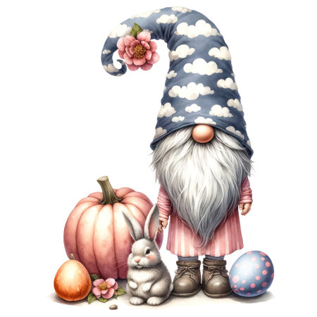 Cute Gnome Easter Day Clipart Illustrationの素材