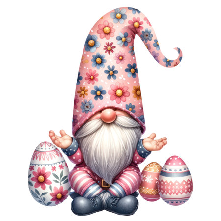 Cute Gnome Easter Day Clipart Illustrationの素材