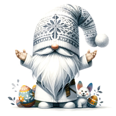 Cute Gnome Easter Day Clipart Illustrationの素材