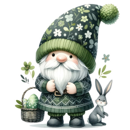 Cute Gnome Easter Day Clipart Illustrationの素材
