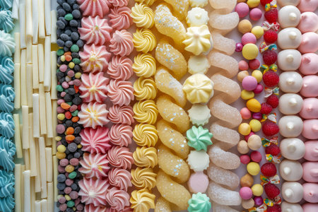 Colorful Assortment of Sugary Candies and Sweets Variety Background AI Generativeの素材