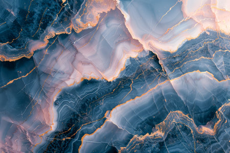Abstract Luxury Marble Texture Background in Blue and Gold for Elegant Design AI Generativeの素材