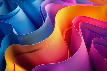 Vibrant Abstract Color Waves Background - Modern Fluid Design for Digital Wallpaper and Graphic Elements AI Generativeの素材