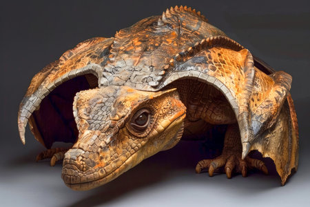 High Detail Sculpture of Fantasy Creature, Artistic Interpretation of Dragon Hatchling, Collectible Resin Figurine AI Generativeの素材