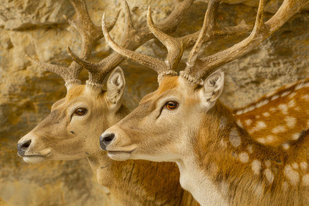 Majestic Spotted Deer With Impressive Antlers In Natural Habitat Profile View AI Generativeの素材