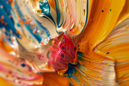 Vibrant Explosion of Colors Abstract Acrylic Paint Swirls and Fluid Art Patterns in High Resolution AI Generativeの素材