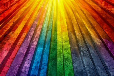 Vibrant Rainbow Colored Sunbeam Background Abstract Multicolored Light Rays Texture for Design and Art Projects AI Generativeの素材