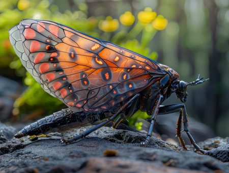 Majestic Monarch Butterfly Close Up on Natural Background in Vivid Colors, Nature and Wildlife Concept AI Generativeの素材