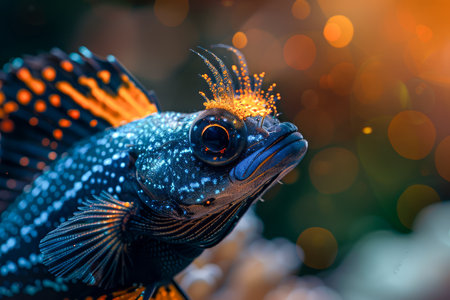 Vibrant Tropical Fish in Natural Habitat, Underwater Marine Life with Vivid Colors and Details AI Generativeの素材