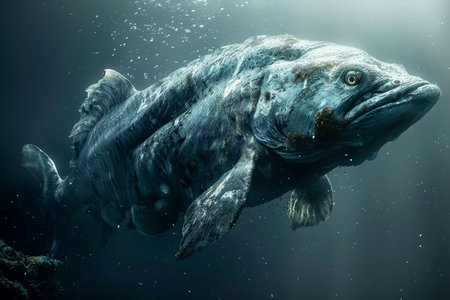Majestic Deep Sea Creature Gliding Through Ocean Waters Underwater Marine Life Photography AI Generativeの素材