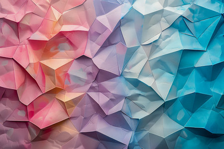 Vibrant Abstract Geometric Paper Background with Pink and Blue Tones AI Generativeの素材