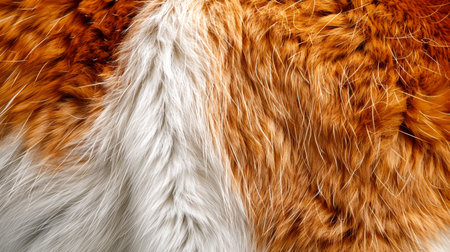 Close up Texture of Luxurious Reddish Brown and White Animal Fur for Backgrounds and Design Elements AI Generativeの素材