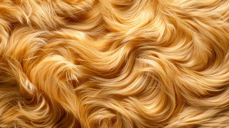 Luxurious Golden Blonde Hair Texture Closeup, Shiny Natural Wavy Hairstyle, Hair Care and Beauty Concept AI Generativeの素材